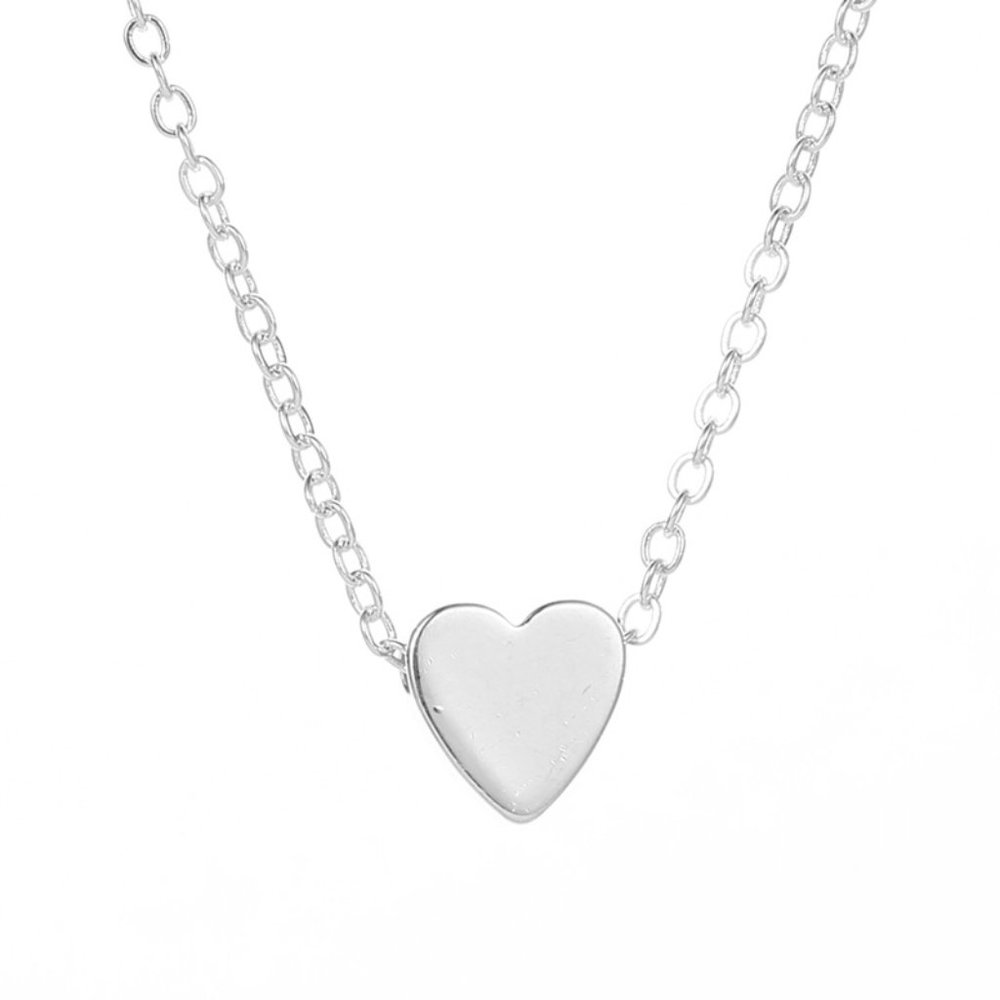 NEW Silver 3D Heart Choker Necklace Minimalist